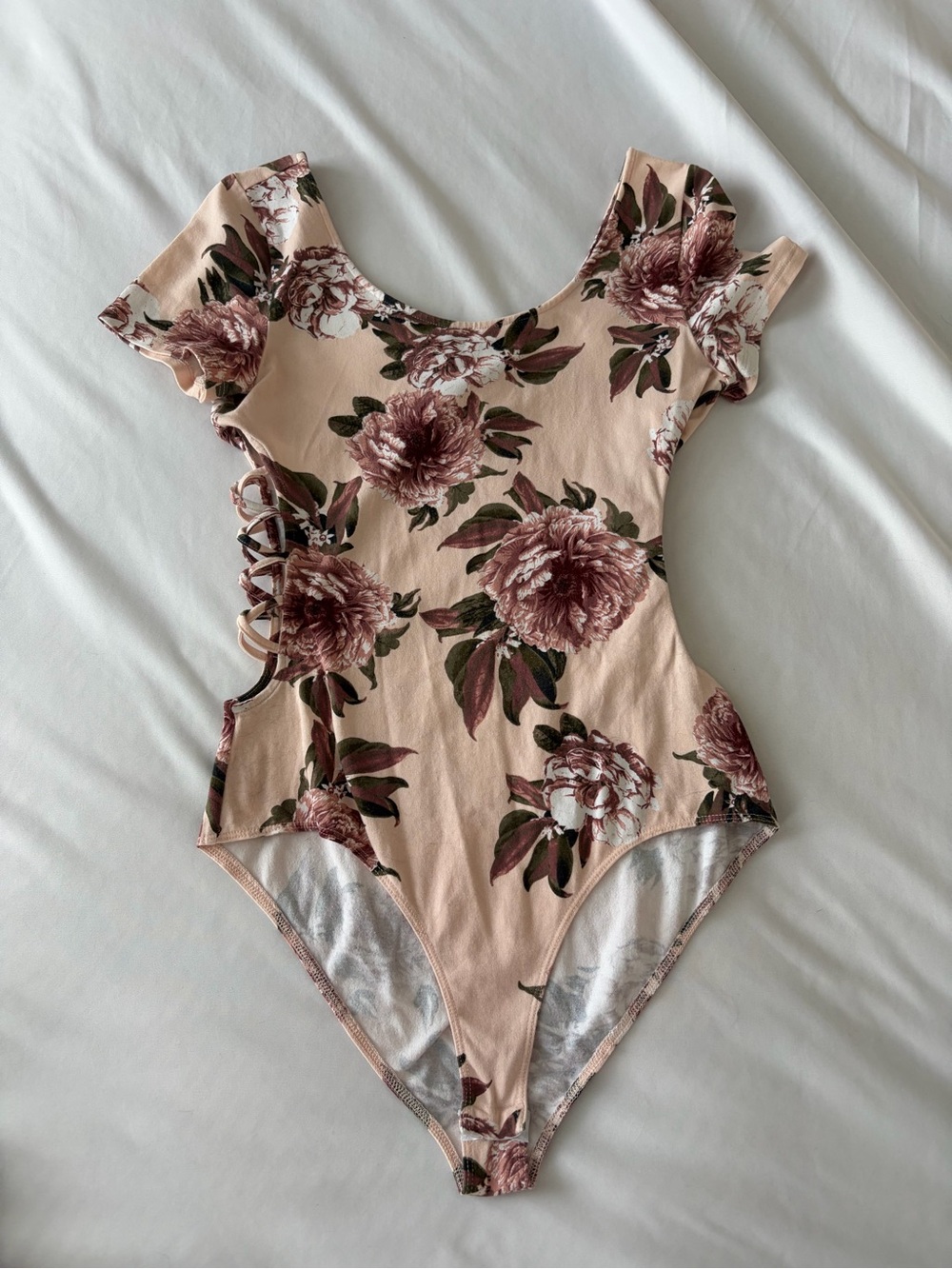 Floral Side Cut Out Bodysuit